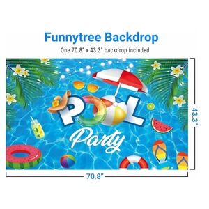 Funnytree Pool Party Themed Vinyl Backdrop Vibrant Colorful Banner 70.8" x 43.3"